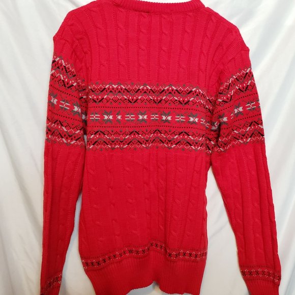 Vintage Red Ski Sweater Acrylic Size Large AstorOne Retro Winter Design - Picture 7 of 7